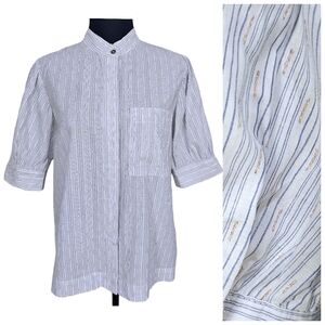 Anthropologie Waverly Grey Liberant Viscose Cotton Pinstripe Button Front Shirt